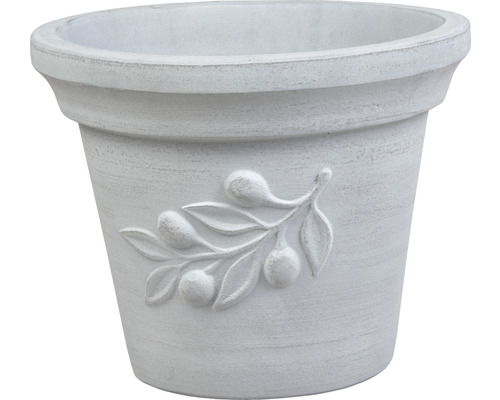 Pot de fleurs Lafiora Olive terre cuite Ø 35 cm H 28 cm gris clair