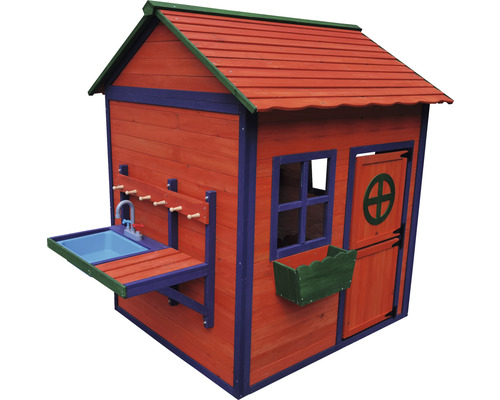 Cabane de jeu avec mini-cuisine 128 x 124 x 150 cm rouge bleu