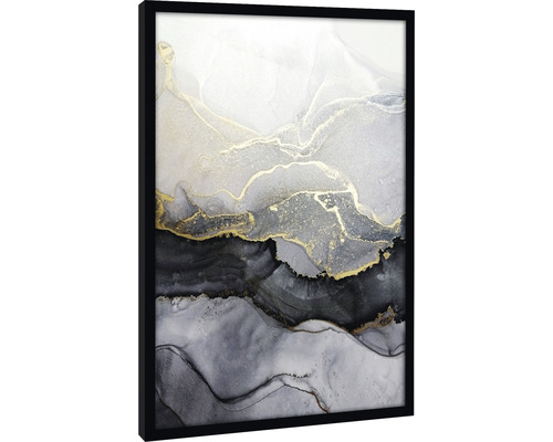 Tableau encadré marbre noir III 50x70 cm