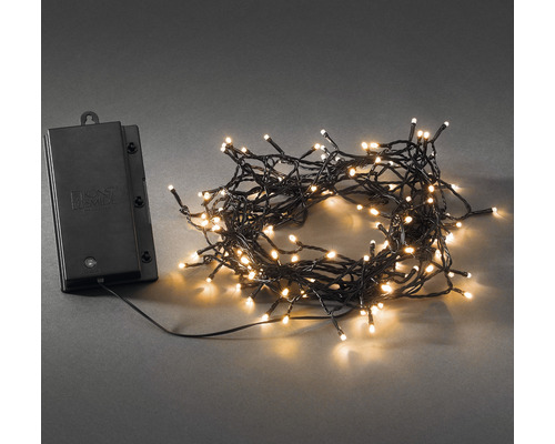 Guirlande lumineuse à piles mini boules 1,5M 20 LED blanc froid câble noir  timer Konstsmide