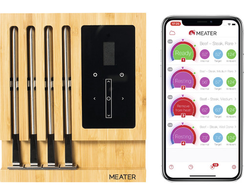 Thermomètre à viande MEATER Block portée Wi-Fi 50 m, thermomètre à viande sans fil intelligent pour four, gril, cuisine, barbecue