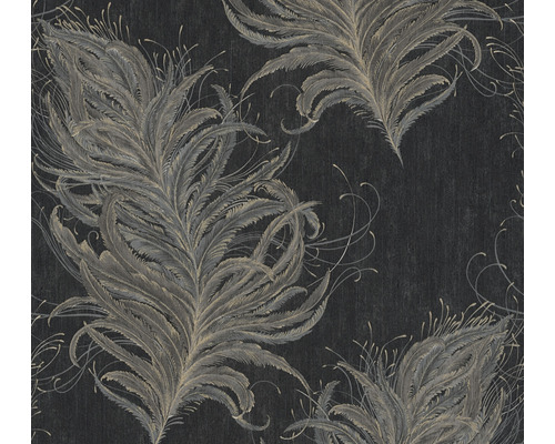 Papier peint intissé 38009-4 Mata Hari plumes noir-0