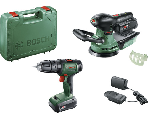 Ensemble do-it-yourself 18V Bosch UniversalImpact 18V + AdvancedOrbit 18V + AL18V-20 y compris 2x piles (2 Ah), chargeur AL18V-20 et valise à outils