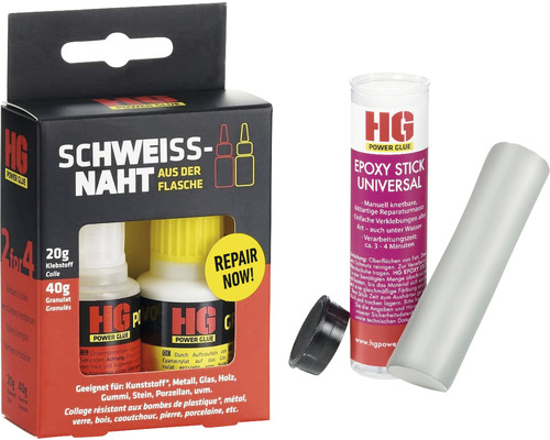 Colle instantanée HG Power Glue joint de soudure en bouteille 20 g de colle et 40 g de granulés et 56 g de pâte de métal