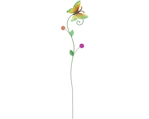 Tige décorative Lafiora papillon détail H 116,5 cm métal vert