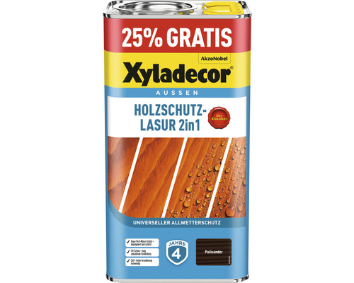 Lasure de protection du bois XYLADECOR palissandre 4+1 l (+25%) gratuit
