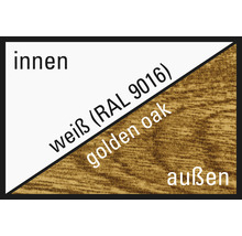Balkontür Kunststoff 1-flg. ARON Basic weiß/golden oak 850x2000 mm DIN Links-thumb-1