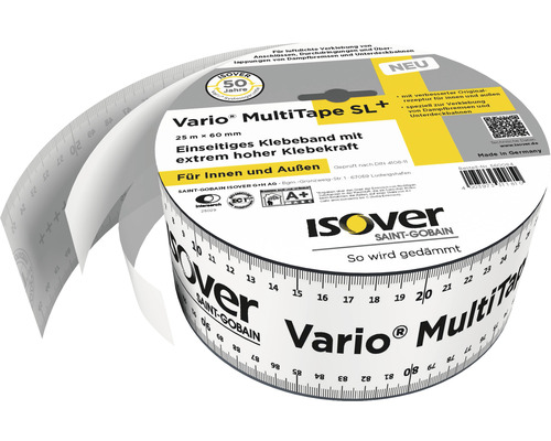 Ruban adhésif ISOVER Vario® MultiTape SL+ avec bandes unilatérales pour l'intérieur et l'extérieur 25 m x 60 mm