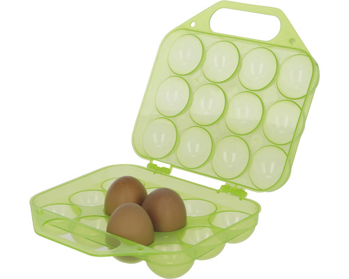 Boîte plastique pour œufs KERBL stockage des œufs pour 12 œufs jusqu'à taille L, utilisable pour denrées alimentaires, vert, env. 38 x 20 x 6 cm