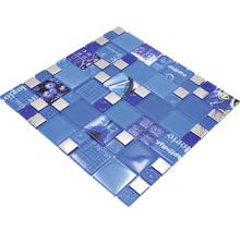 Mosaïque en verre XCM MC549 29,8x29,8 cm argent/bleu-thumb-4