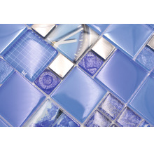 Mosaïque en verre XCM MC549 29,8x29,8 cm argent/bleu-thumb-3