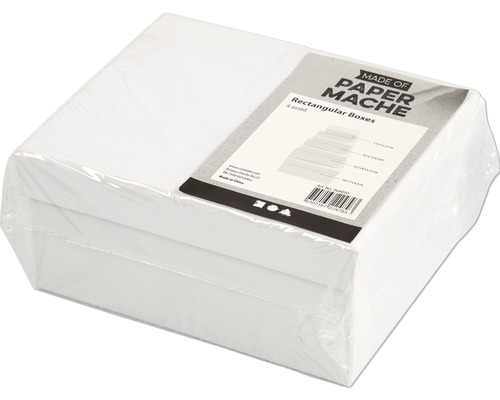 Boîtes rectangulaires en carton, blanc, 1 lot de 4 différentes tailles