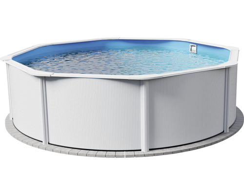 Kit piscine hors sol à paroi en acier Vision-Pool High Line Solo rond Ø 550x132 cm avec skimmer intégré blanc