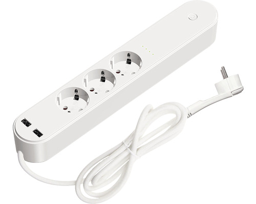 Bloc multiprise 3v emplacements essentials Smart Home USB blanc 1,5 m avec cosse mâle plate