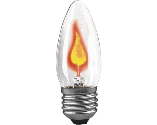 Ampoule flamme vacillante E27 3 W transparente