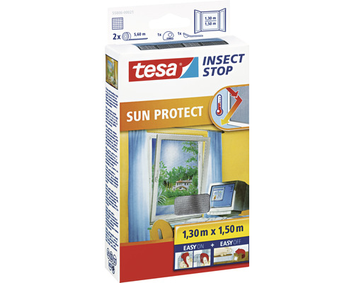 Fliegengitter für Fenster Sun Protect tesa Insect Stop ohne Bohren anthrazit 130x150 cm