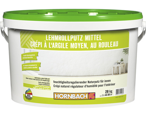 HORNBACH Lehmrollputz konservierungsmittelfrei weiß 20 kg