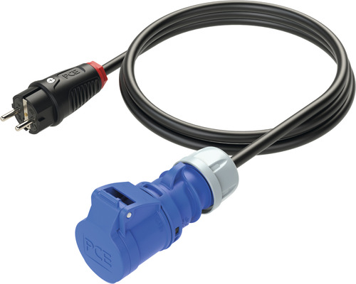 Câble adaptateur CEE pour caravane connecteur CEE PCE 16A IP44 3 pôles noir/bleu