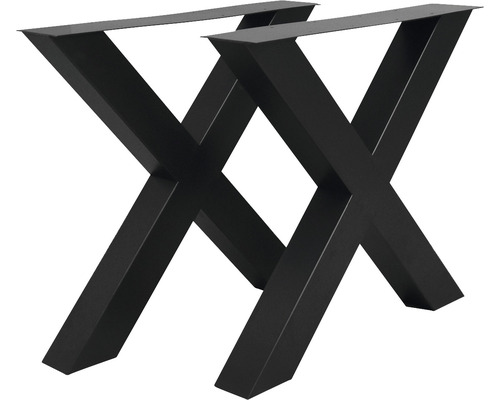 Piètement de table Buildify X acier brut laqué 1 ensemble = 2 pièces 720x780 mm