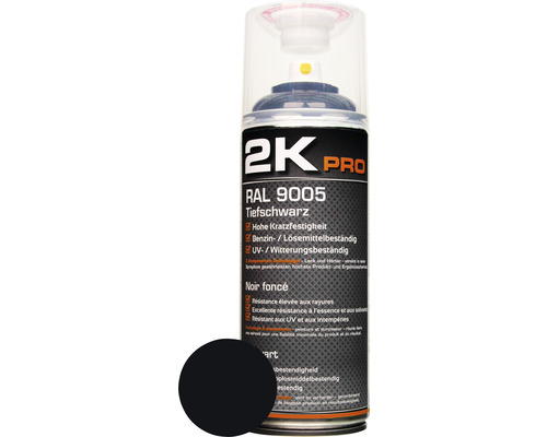 Peinture aérosol 2K PRO brillant RAL 9005 noir foncé 400 ml