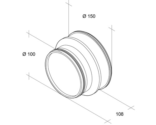 Réduction de tube agrafé de Ø 150/100 mm