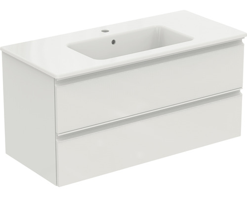 Set de meubles de salle de bains Ideal Standard Connect E lxhxp 101,5 x 50,5 x 46,5 cm couleur de façade blanc avec vasque céramique blanc K8700WG