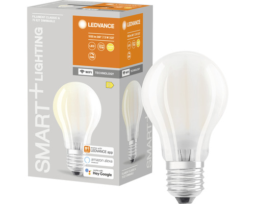 Ledvance Smart WIFI Filament Classic LED-Lampe dimmbar A75 E27/7,5W(75W)  matt 1055 lm 2700 K warmweiß - HORNBACH Luxemburg