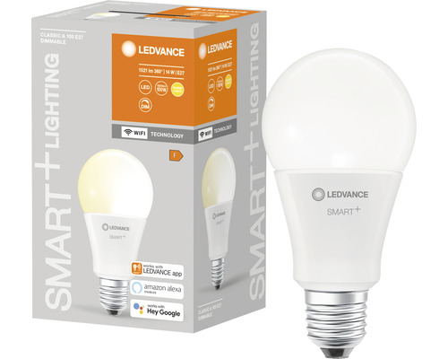 Ampoule LED Ledvance Smart WIFI à intensité lumineuse variable A100 E27/14W (100W) mat 1521 lm 2700 K blanc chaud