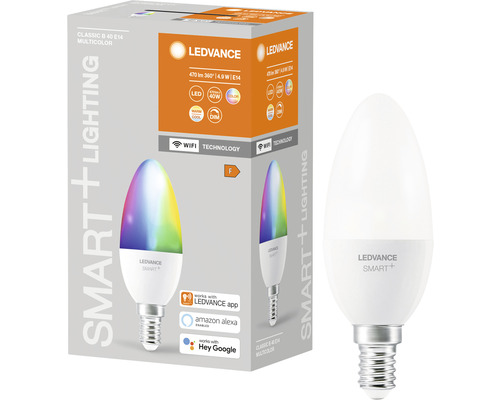 Ampoule LED Ledvance Smart Wifi à intensité lumineuse variable B40 E14/5W (40W) mat 470 lm 2700- 6500 K RGBW