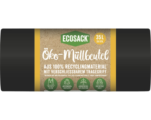 Sachet poubelle Ecosack noir 35 l 20 pièces