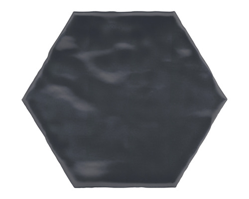 Dalle hexagonale en grès Artisan 15 x 17,5 cm bleu brillant