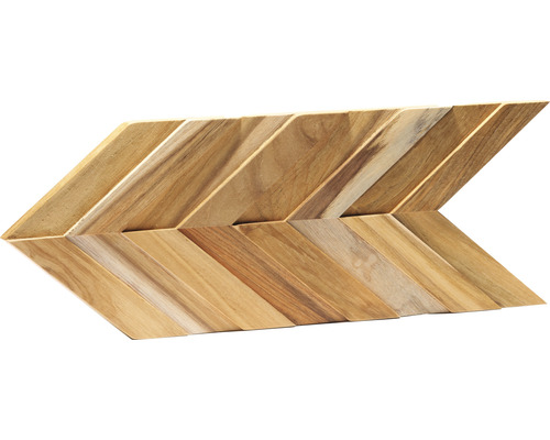 Pierre de parement en bois effet chevron Ultrawood Teak Chevron 18 x 38,6 cm