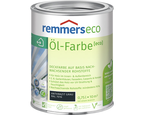 Remmers eco Öl-Farbe Holzfarbe RAL 7016 anthrazitgrau 750 ml