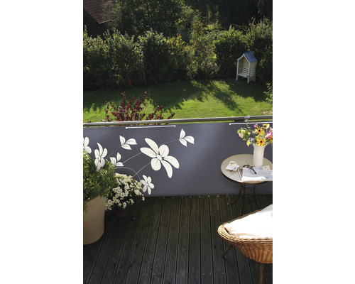Toile pour balcon motif fleuri 90 x 300 cm anthracite