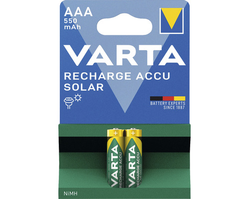 Piles rechargeables Varta Solar 550 mAh AAA Micro 2 pièces