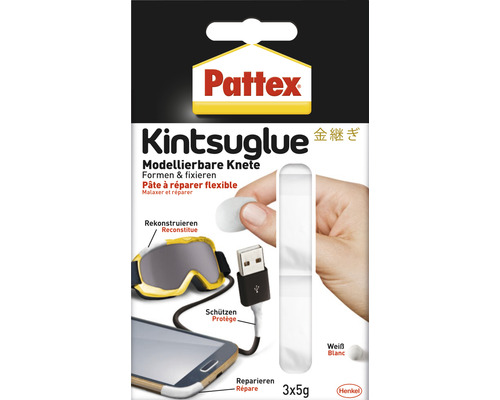 Pâte à réparer Pattex Kintsuglue blanche 3 x 5 g