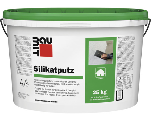 Enduit de décoration pâteux Baumit enduit au silicate grain 3 mm blanc 25 kg Enduit de décoration pâteux Baumit enduit au silicate grain 3 mm blanc 25 kg