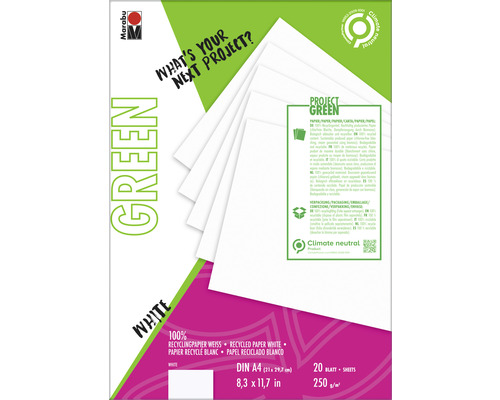 Green Series - bloc papier White Recycled 20 feuilles