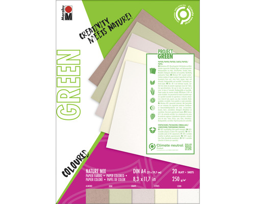 Green Series - bloc papier Nature Mix 20 feuilles (4x5 couleurs)