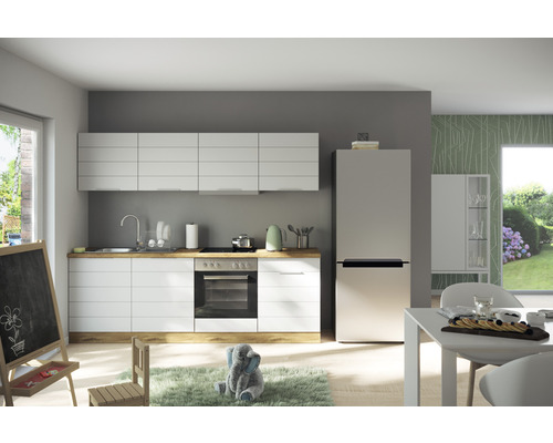 Held Möbel Küchenzeile Luxemburg - HORNBACH Frontfarbe eiche matt Florenz 240 Geräten weiß zerlegt mit cm Korpusfarbe hell