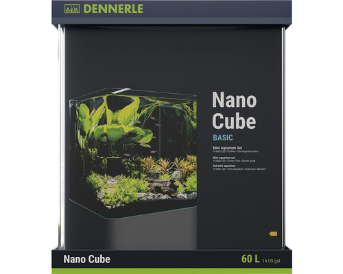 Aquarium DENNERLE Nano Cube Basic, 60 l, éclairage LED Chihiros C 361 avec filtre intérieur, vitres de couverture, support de sécurité, film pour la paroi arrière Scaper‘s Back, brochure d'entrée de gamme
