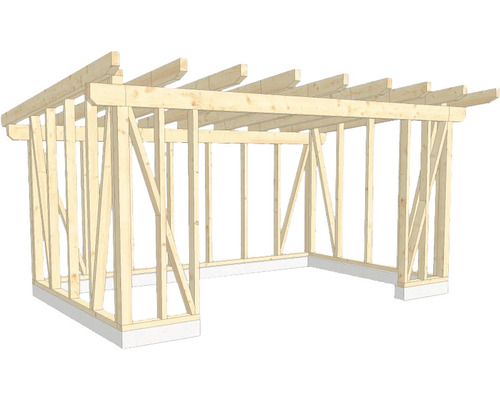 Structure en bois ossature en bois toit en appentis 350x550