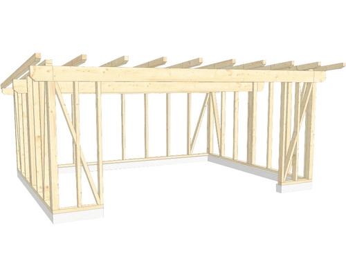 Structure en bois ossature en bois toit en appentis 500x650