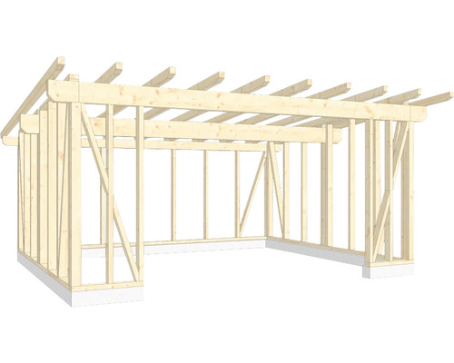 Structure en bois ossature en bois toit en appentis 500x600