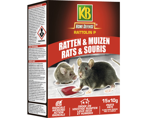 Appâts pour rats et souris KB Rattolin P 15x10g