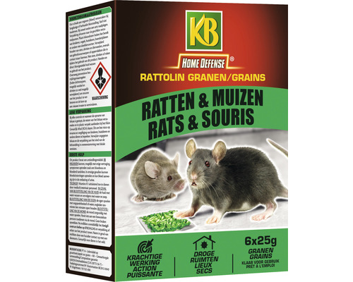 Appâts pour rats et souris KB Rattolin grains 15x10g