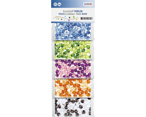 Perles en plastique transparentes multicolore 5 sortes assorties 50 g