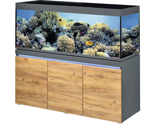 Aquariumkombination EHEIM incpiria 530 marine mit LED-Beleuchtung, Förderpumpe und beleuchtbaren Unterschrank graphit/Eiche
