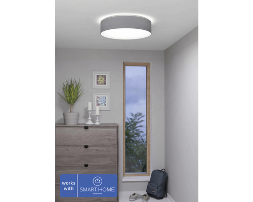 Plafonnier LED Smart Light zigbee Bluetooth 35W 3500 lm CCT tons de blanc réglables + changement de couleur RGB hxØ 150x570 mm gris/blanc