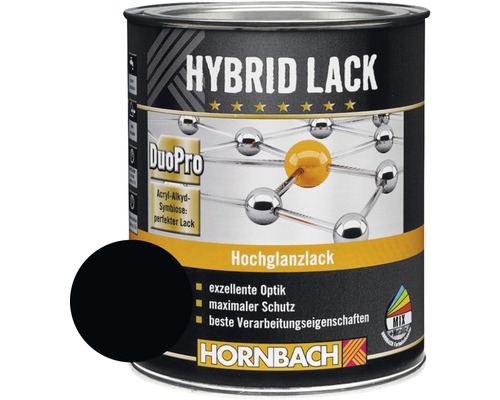 Laque couleur hybride HORNBACH laque pour meuble brillante RAL 9005 noir foncé 750 ml